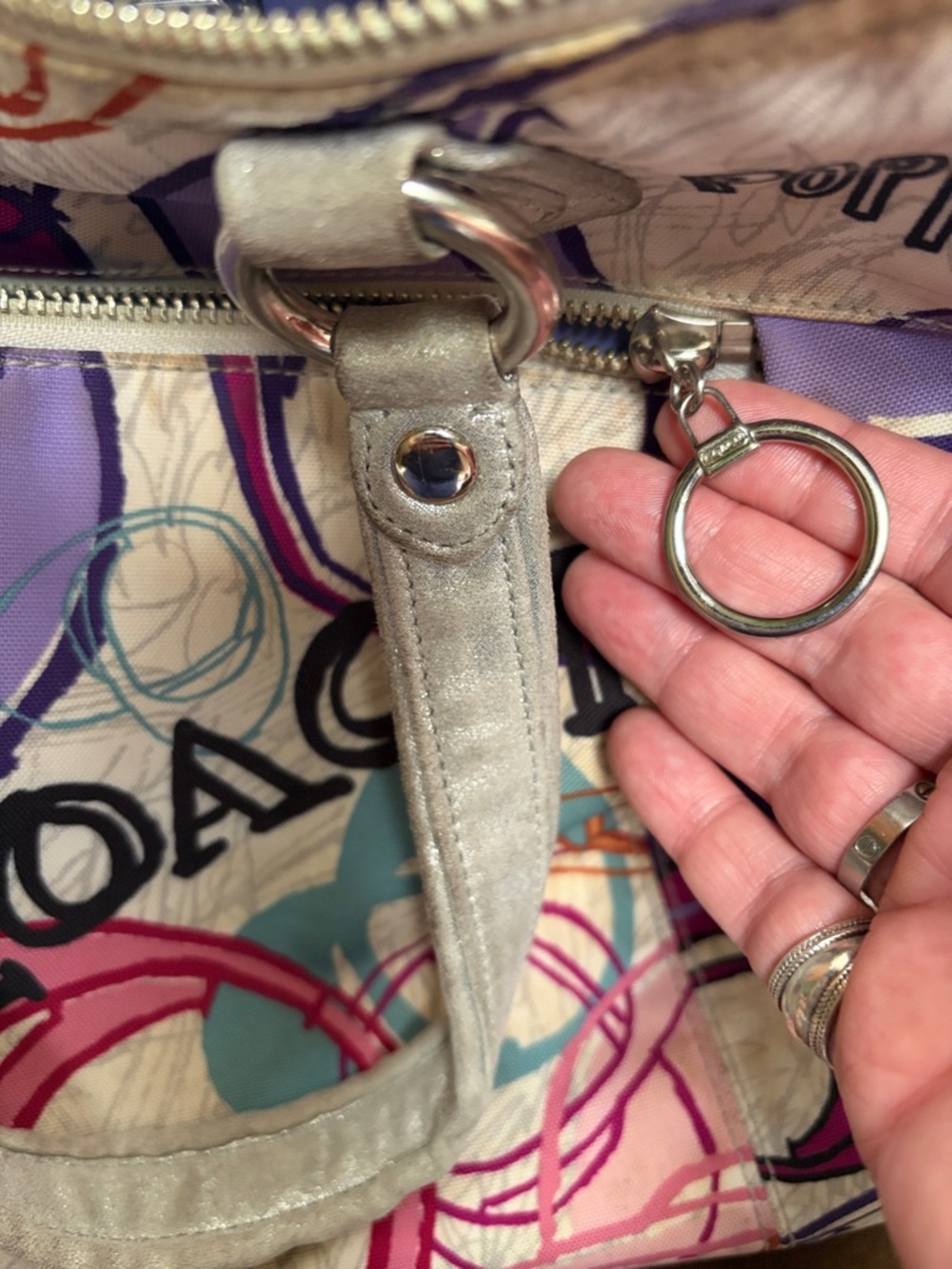 Coach Multicolor Poppy Canvas Tote - Pink, Purple & Teal Accents /great price - Picture 9 of 16